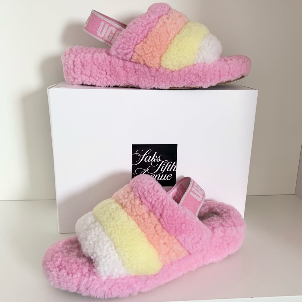 Ugg shearling pastel pink popsicle slides